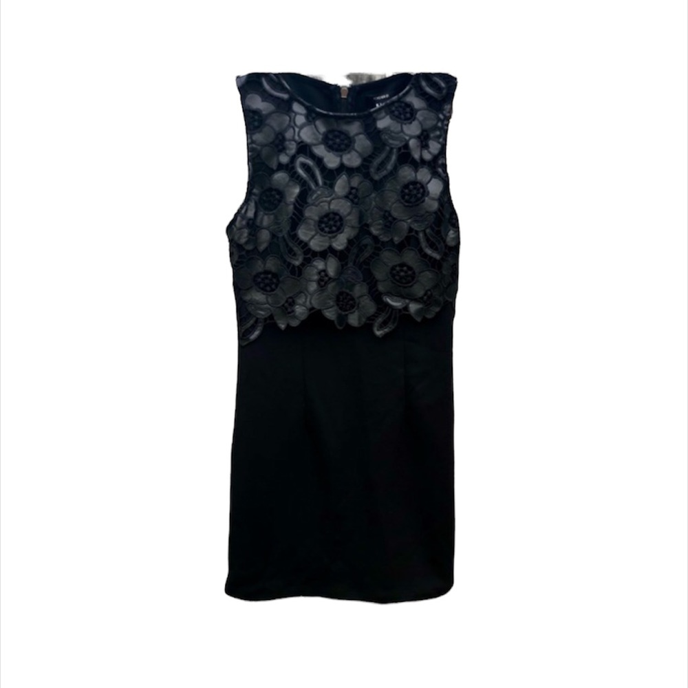 Forever 21 Dress LBD Black Vegan floral Leather Mini Dress NWT